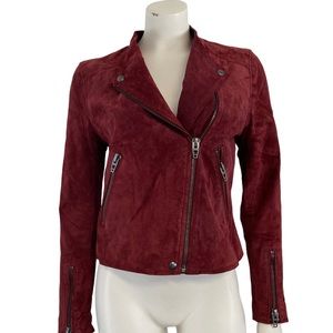 Blank NYC moto suede leather jacket‎  Burgundy size Small.